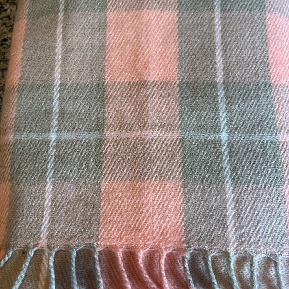 J. Crew Pink and Gray Plaid Scarf